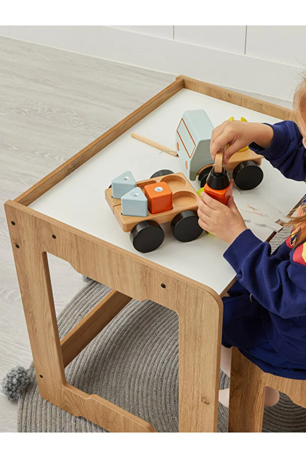 4-6 Yaş Ahşap Montessori Aktivite Oyun Çalışma Masa ve Sandalye Seti (1 masa+1 Sandalye)